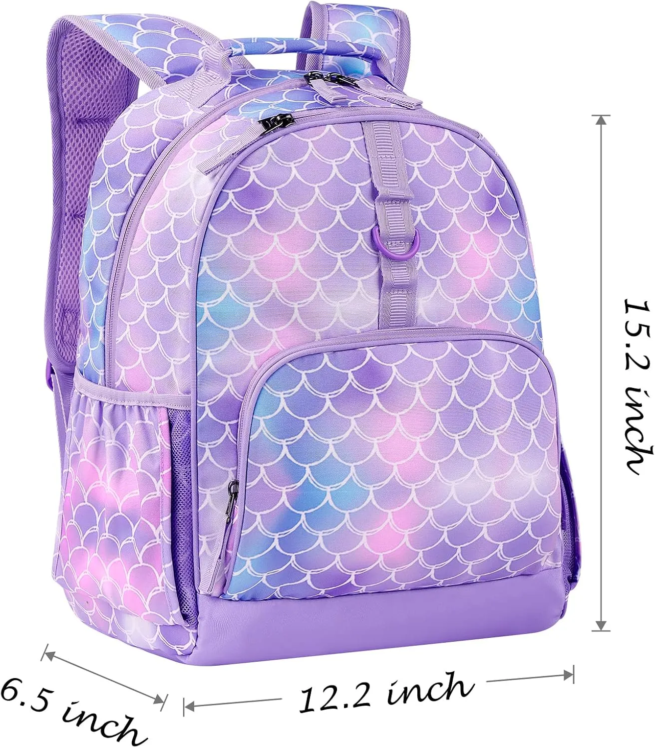 Choco Mocha Mermaid Backpack for Girls, Kindergarten Backpack for Girls Ages 4-6, Kids Preschool Bookbag Girl 15 inch, Purple
