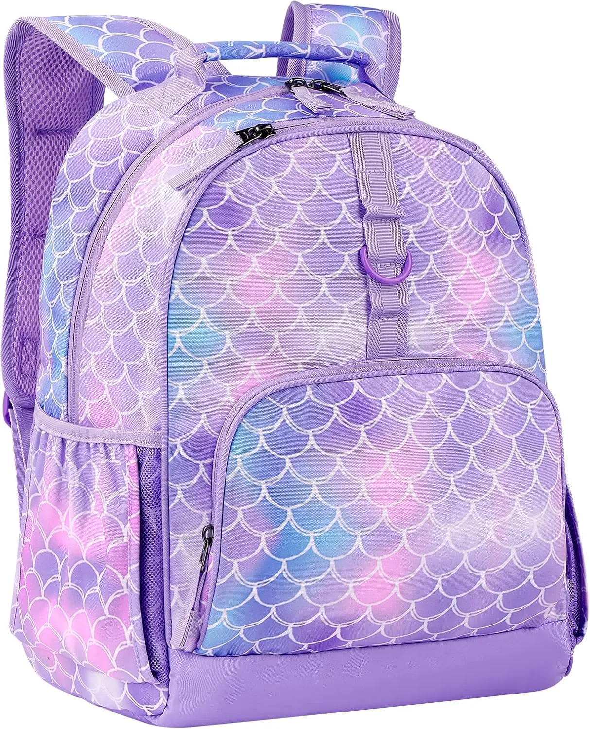 Choco Mocha Mermaid Backpack for Girls, Kindergarten Backpack for Girls Ages 4-6, Kids Preschool Bookbag Girl 15 inch, Purple