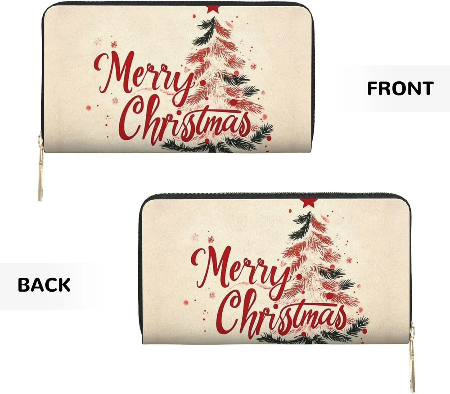 Christmas Travel Wallet Women Santa Mens Wallet Red Green Reindeer Zip Around Cards Phone Holder For Handbags