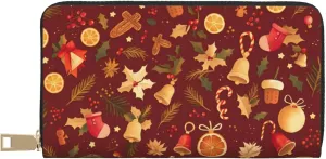 Christmas Travel Wallet Women Santa Mens Wallet Red Green Reindeer Zip Around Cards Phone Holder For Handbags