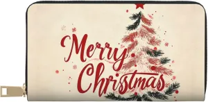 Christmas Travel Wallet Women Santa Mens Wallet Red Green Reindeer Zip Around Cards Phone Holder For Handbags