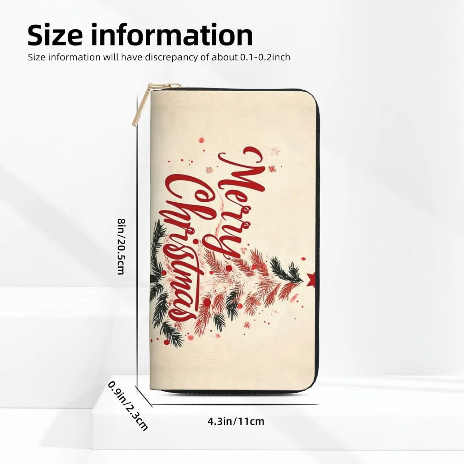 Christmas Travel Wallet Women Santa Mens Wallet Red Green Reindeer Zip Around Cards Phone Holder For Handbags