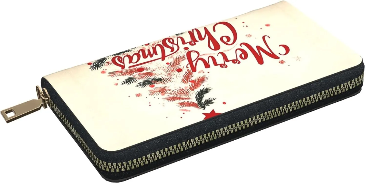 Christmas Travel Wallet Women Santa Mens Wallet Red Green Reindeer Zip Around Cards Phone Holder For Handbags