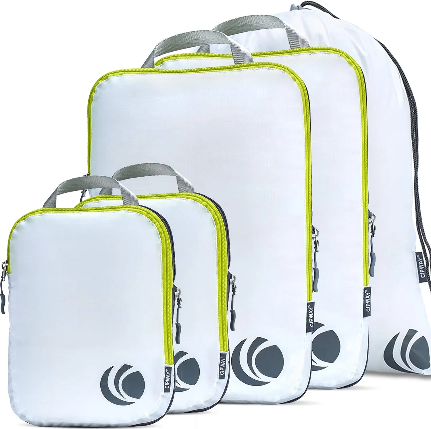 Cipway - 5 Set Compression Packing Cubes for Travel, Ultralight Packing Organizers for Luggage Suitcase & Backpack (White), L