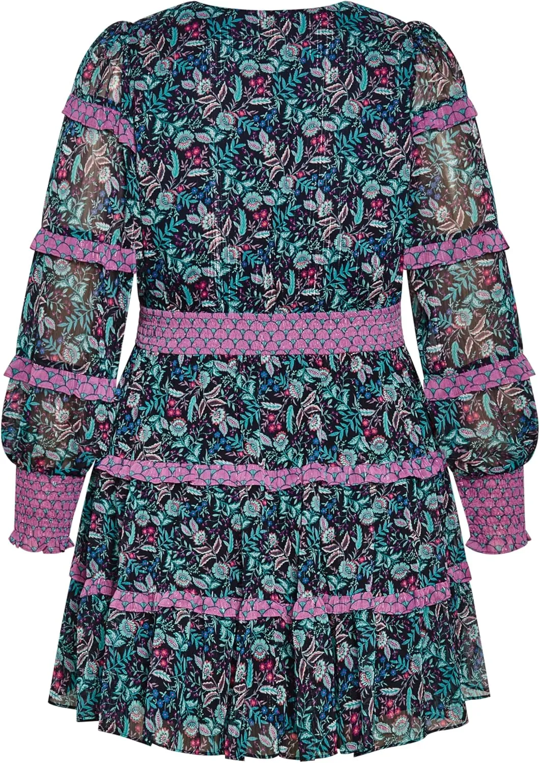 City Chic Plus Size Hollie Tier Ruffle Print Dress in Florentine