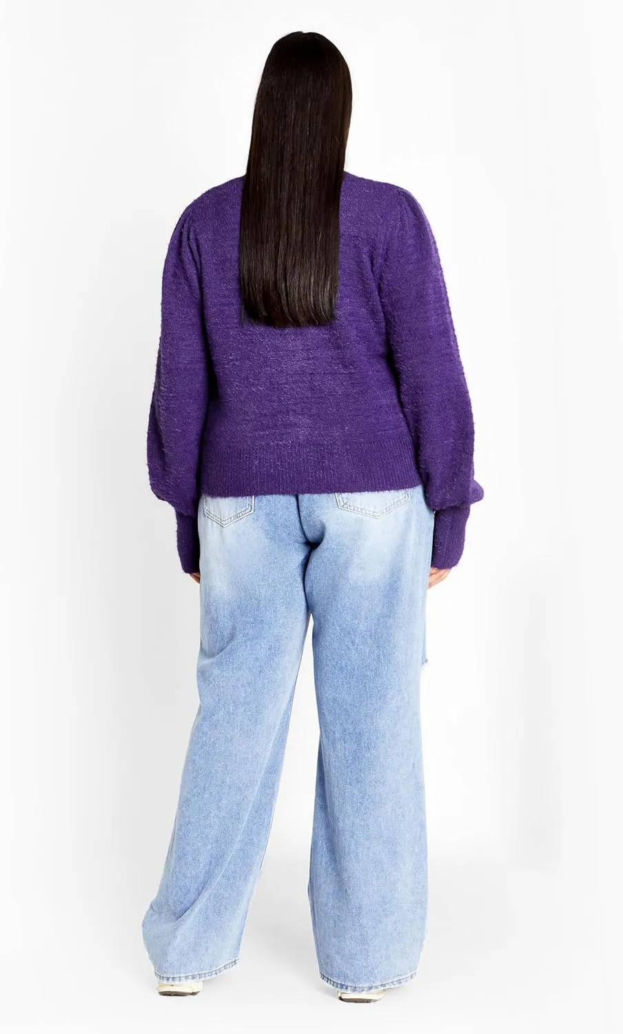 City Chic Women's Plus Size Cardi Fluffy Button