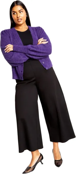 City Chic Women's Plus Size Cardi Fluffy Button