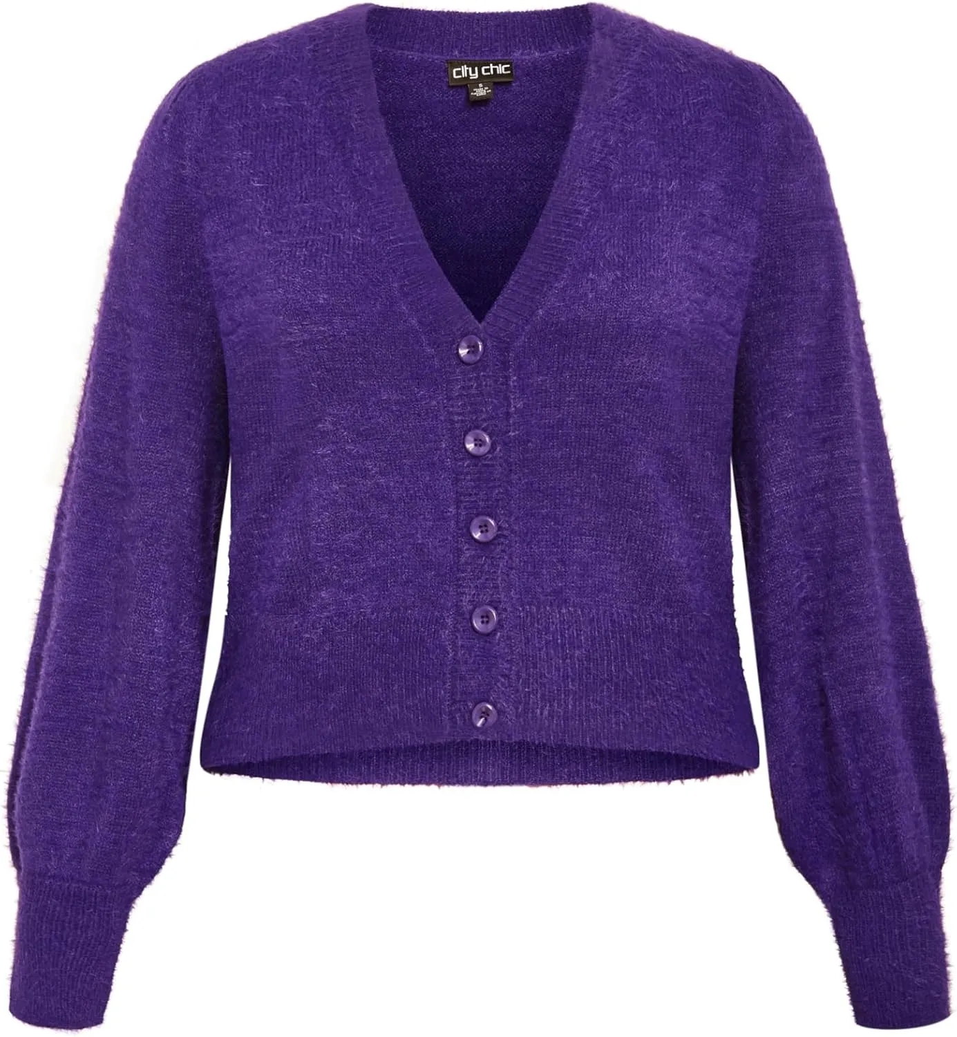 City Chic Women's Plus Size Cardi Fluffy Button