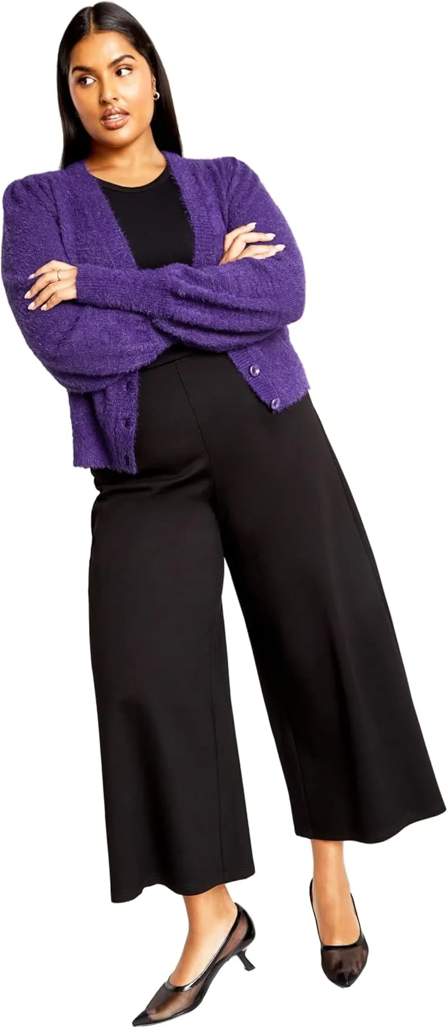 City Chic Women's Plus Size Cardi Fluffy Button