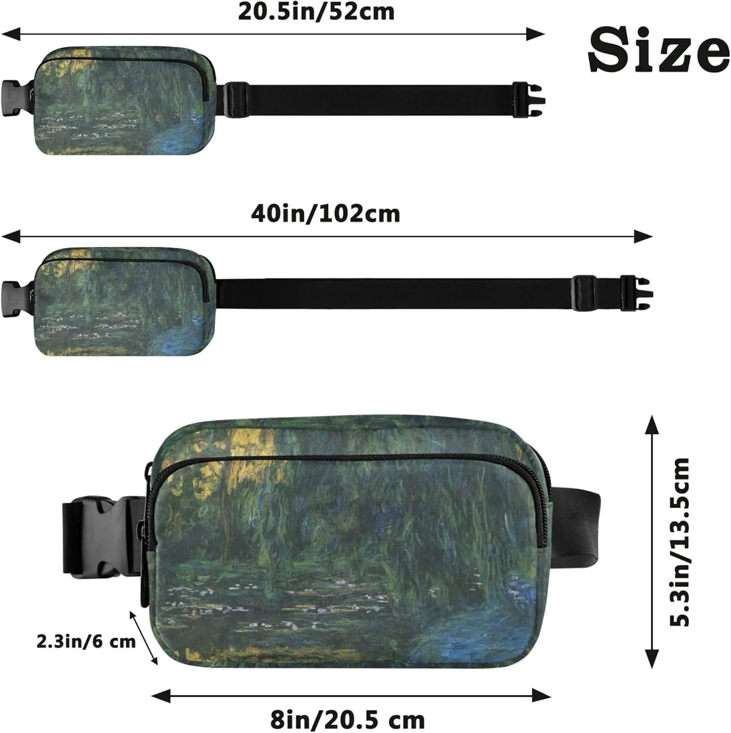 Claude Monet Water Lily Pond Willow Womens Fanny Pack Waterproof Everywhere Belt Bag Cute Waist Bag for Women