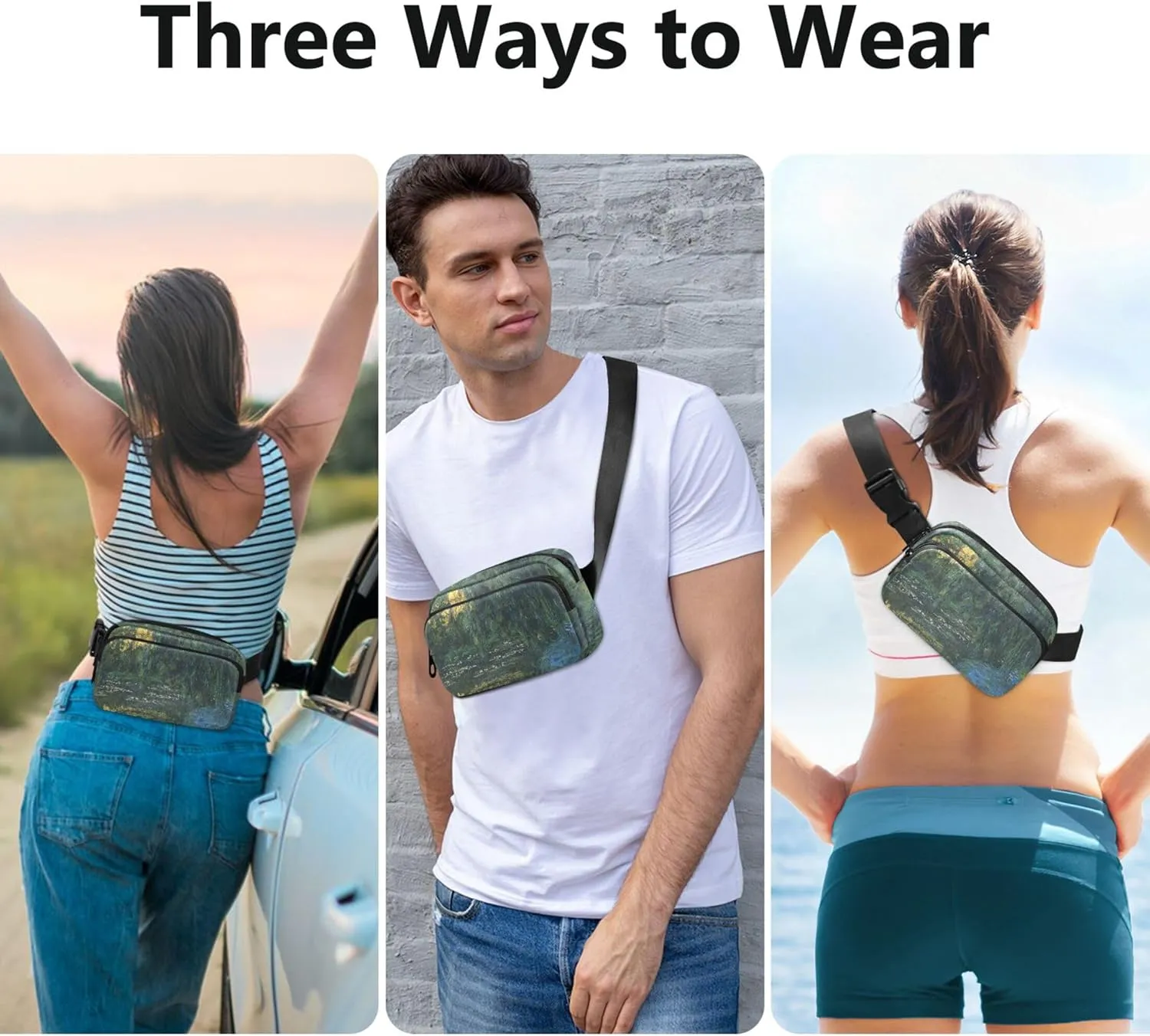 Claude Monet Water Lily Pond Willow Womens Fanny Pack Waterproof Everywhere Belt Bag Cute Waist Bag for Women