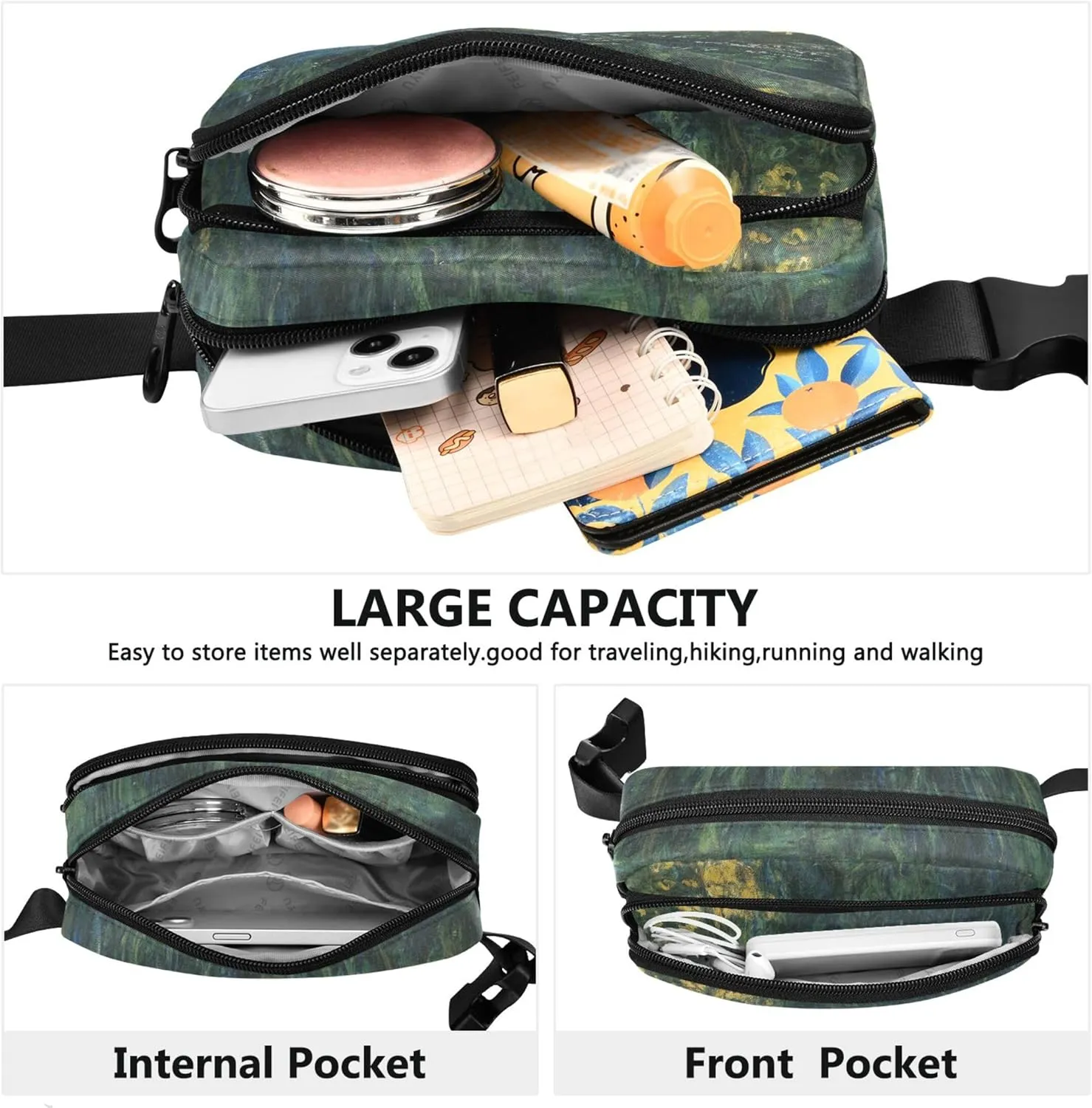 Claude Monet Water Lily Pond Willow Womens Fanny Pack Waterproof Everywhere Belt Bag Cute Waist Bag for Women