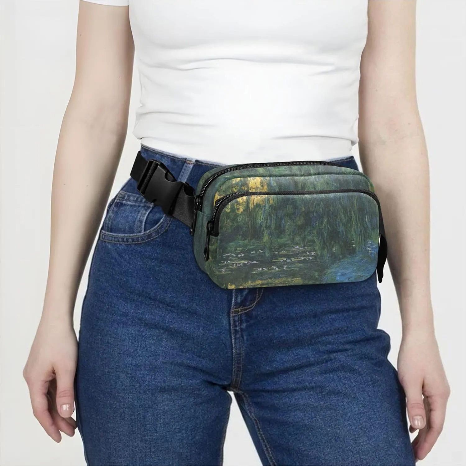 Claude Monet Water Lily Pond Willow Womens Fanny Pack Waterproof Everywhere Belt Bag Cute Waist Bag for Women