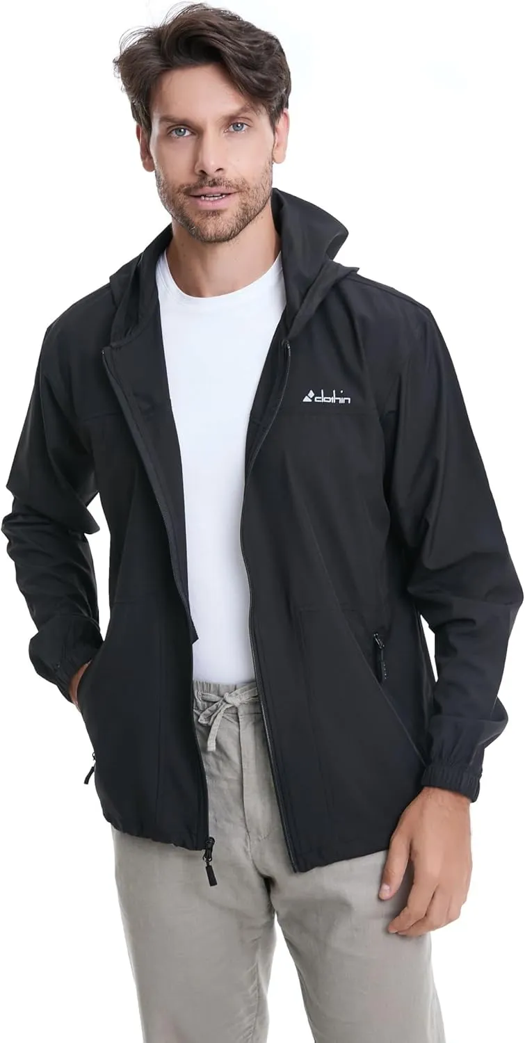 clothin Mens Lightweight Running Jacket with Hood Zip Pockets for Fishing Hiking Travel