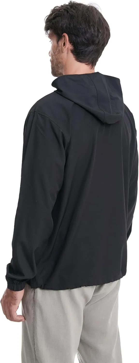 clothin Mens Lightweight Running Jacket with Hood Zip Pockets for Fishing Hiking Travel
