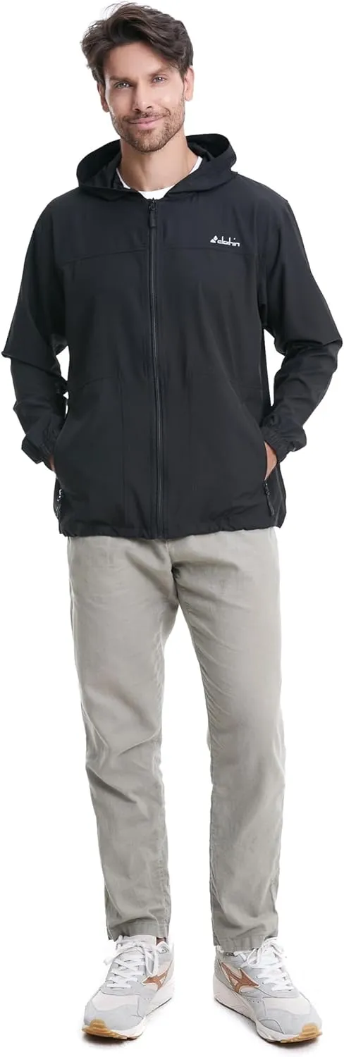 clothin Mens Lightweight Running Jacket with Hood Zip Pockets for Fishing Hiking Travel