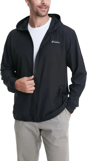 clothin Mens Lightweight Running Jacket with Hood Zip Pockets for Fishing Hiking Travel