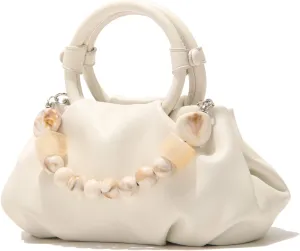 Cloud Clutch Purses for Women Soft Leather Dumpling Bag Beaded Slouchy Pouch Bag Small Handbag Crossbody Purse