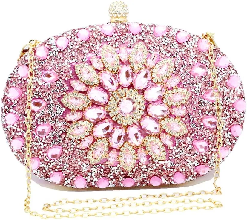 Clutch Purses for Women Evening Bag Nude Purse Luxury Handbag Bride Wallet Glitter Multicolor Rhinestone Bags