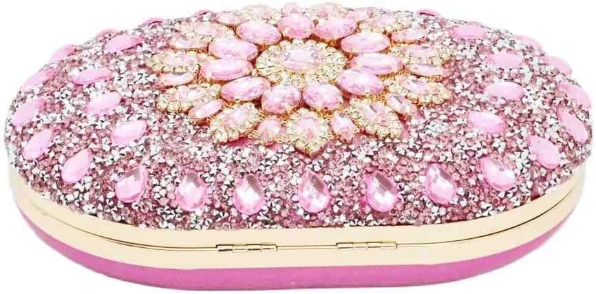 Clutch Purses for Women Evening Bag Nude Purse Luxury Handbag Bride Wallet Glitter Multicolor Rhinestone Bags