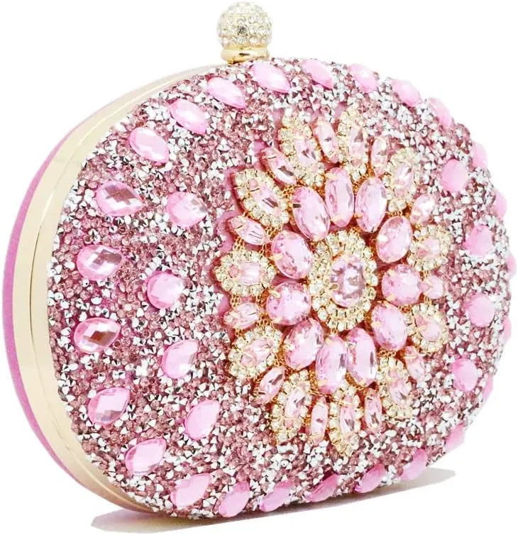 Clutch Purses for Women Evening Bag Nude Purse Luxury Handbag Bride Wallet Glitter Multicolor Rhinestone Bags