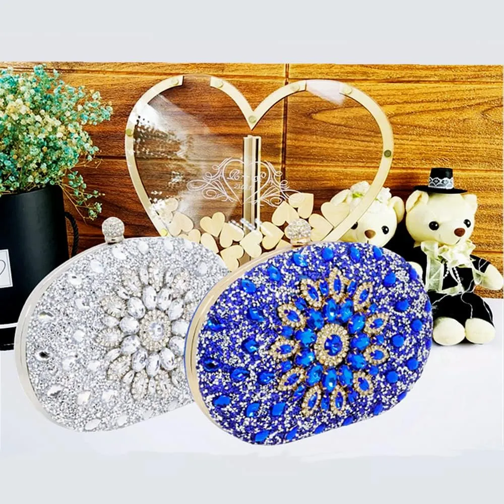 Clutch Purses for Women Evening Bag Nude Purse Luxury Handbag Bride Wallet Glitter Multicolor Rhinestone Bags