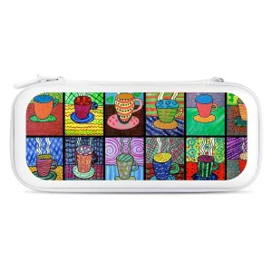 Coffee Cups Tempera Paint Compatible with Switch Carrying Case Hard Travel Game Bag Pouch with 15 Games Accessories White-Style