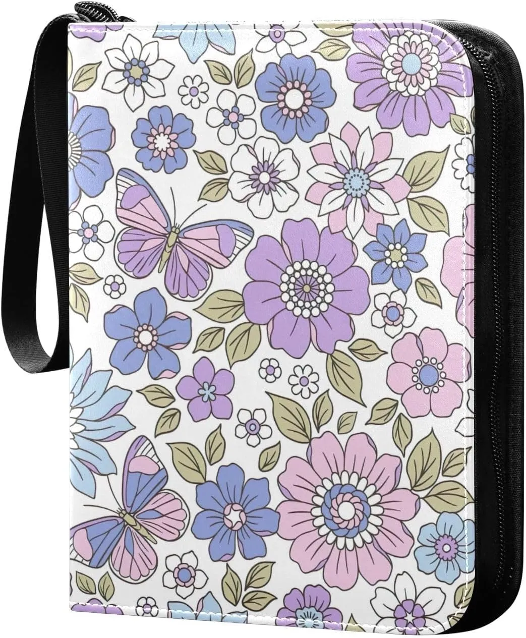 Colorful Style Retro Flowers Card Holder Binder for Trading Cards, 3ring Binder Cards with Sleeves Card Album