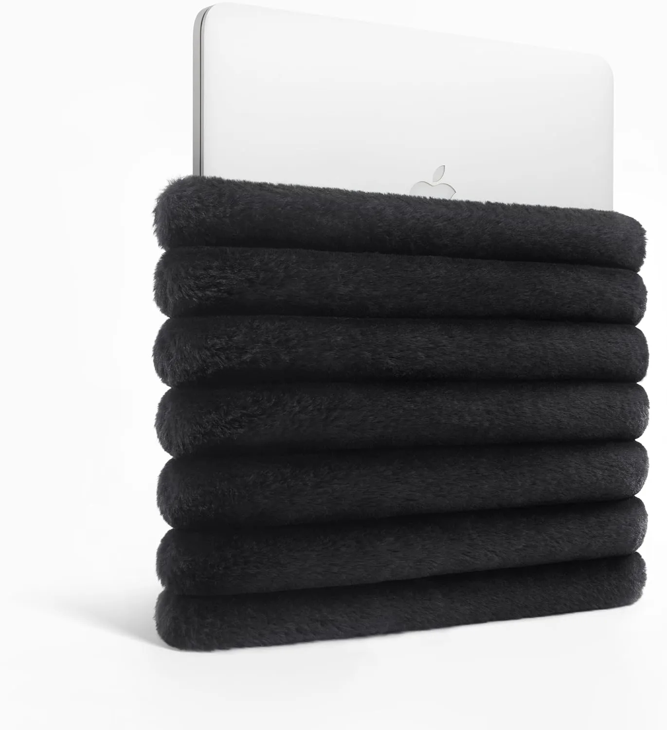 Comfyable Puffy Laptop Sleeve 13 14 15 Inch, Compatible with MacBook Air M4 2025 & MacBook Pro 2024, Soft Faux Fur Fluffy Plush Furry Pillow Case for Computer, Black