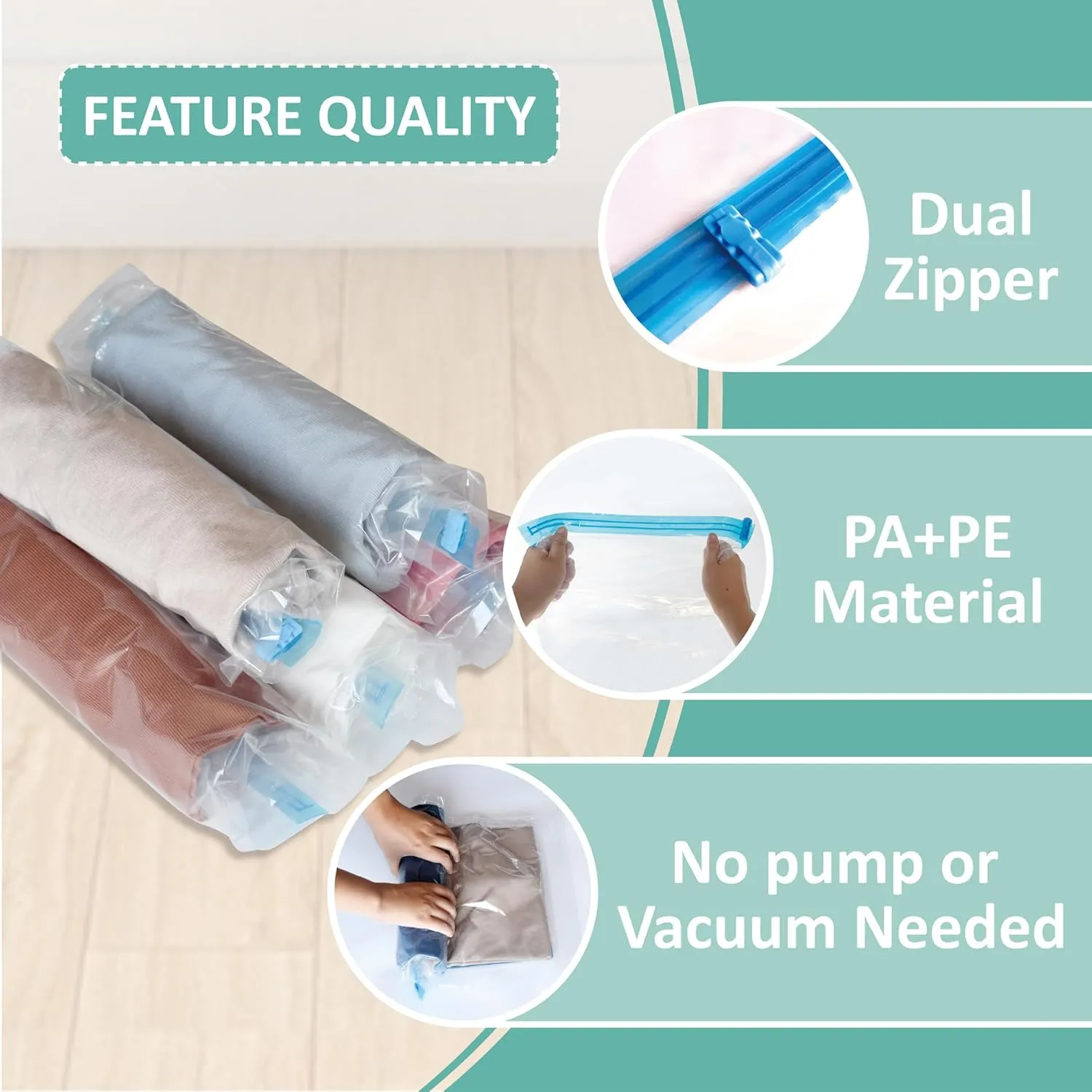 Compression Bags for Travel - Travel Essentials - 16 Pack Space Saver Bags - No Vacuum Needed - Compression Packing Bags for Cruise Accessories