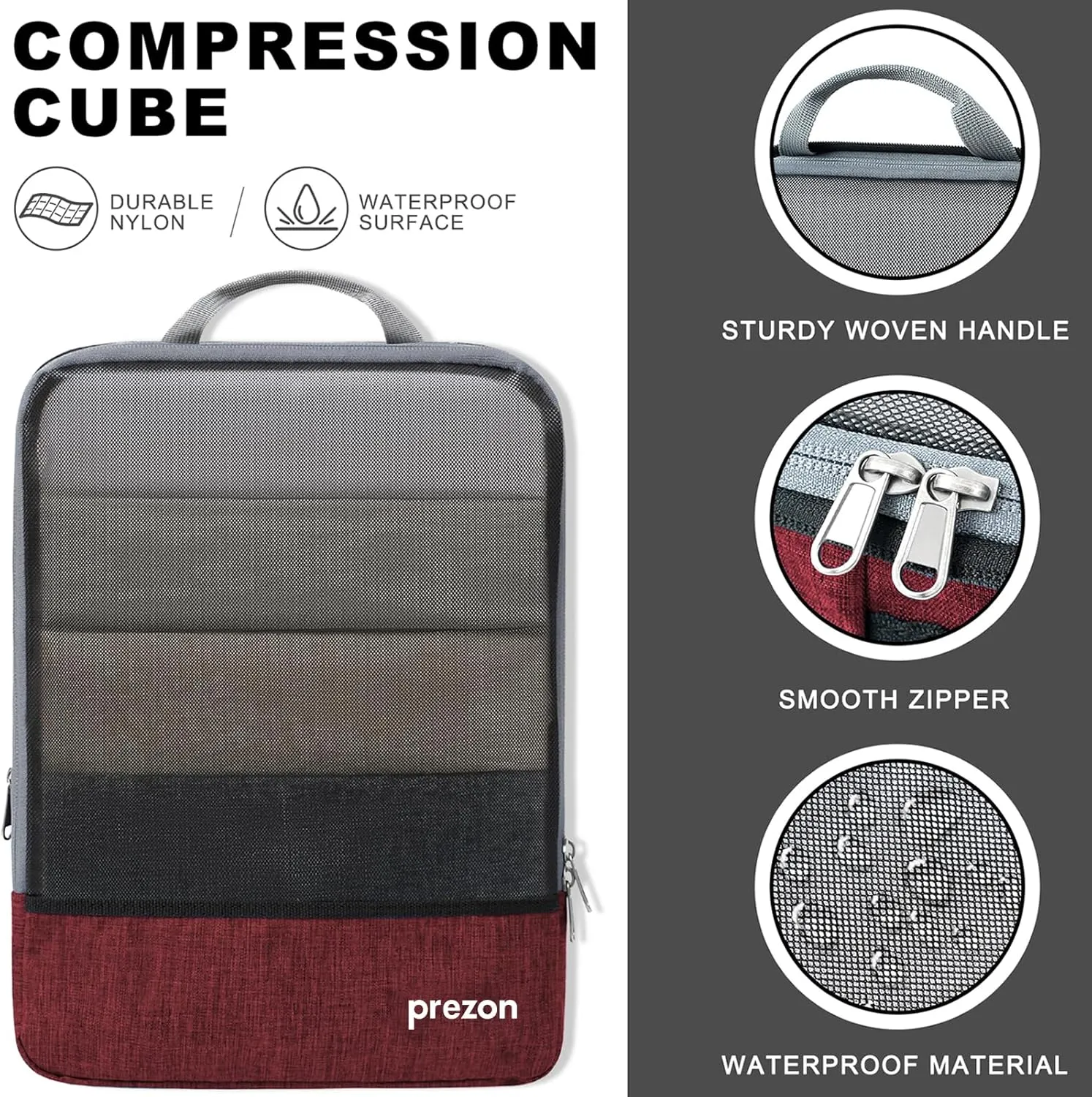 Compression Packing Cubes, Extensible Suitcase Organiser, Packing Organisers for Suitcases, Packing Cubes for Travel or Home Storage（4Set-Red）