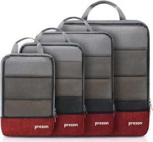 Compression Packing Cubes, Extensible Suitcase Organiser, Packing Organisers for Suitcases, Packing Cubes for Travel or Home Storage（4Set-Red）