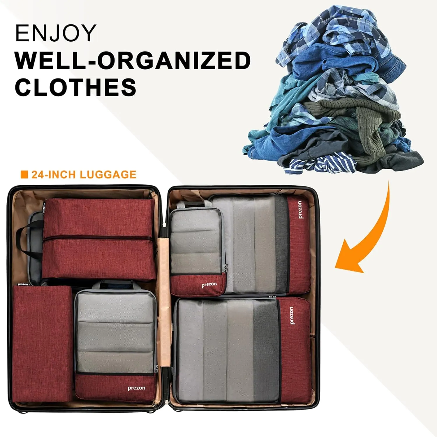 Compression Packing Cubes, Extensible Suitcase Organiser, Packing Organisers for Suitcases, Packing Cubes for Travel or Home Storage（4Set-Red）