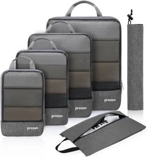 Compression Packing Cubes, Extensible Suitcase Organiser, Packing Organisers for Suitcases, Packing Cubes for Travel or Home Storage（6Set-Grey）
