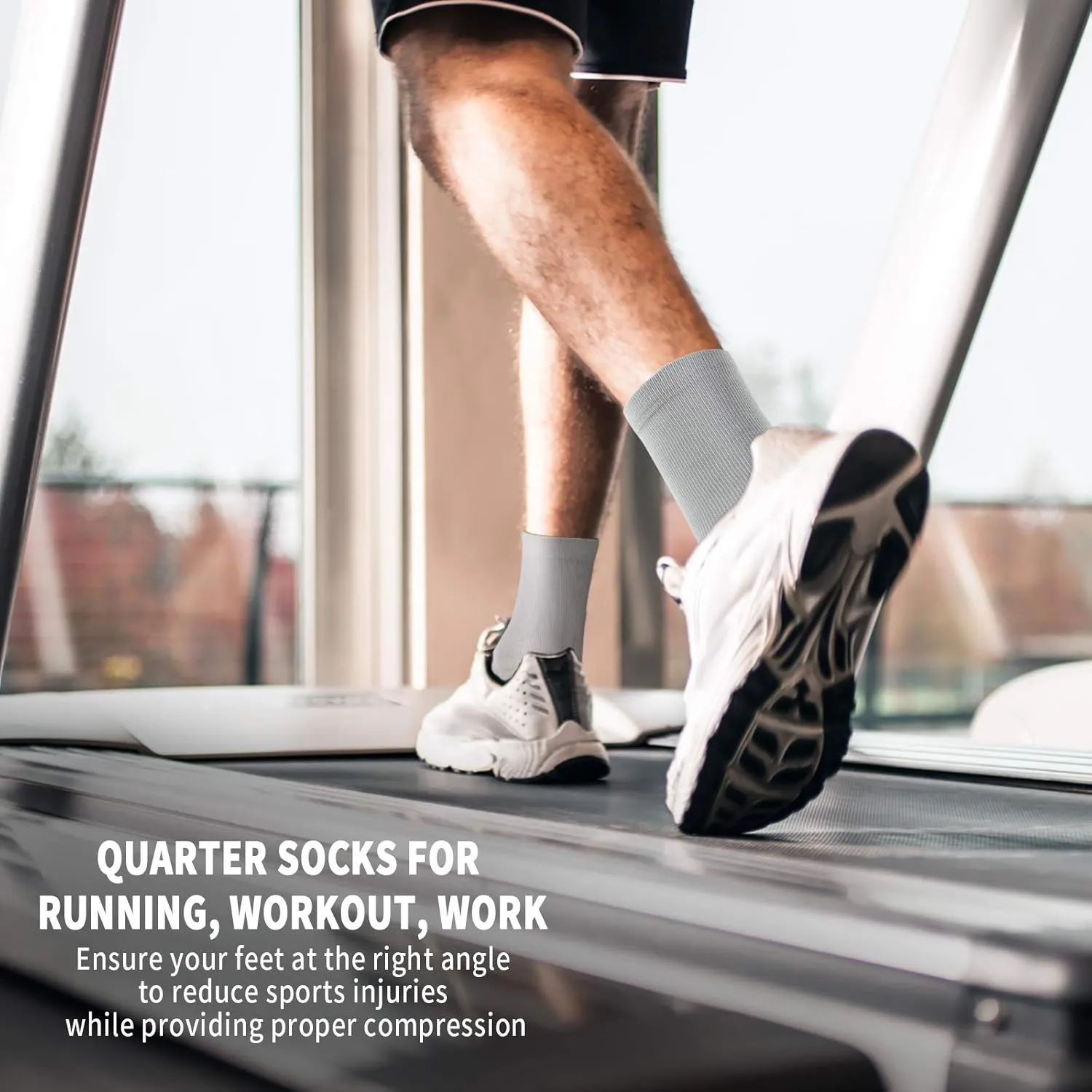 Compression Running Ankle Socks for Men and Women (6 Pairs), Quarter Athletic Socks for Running, Cycling, Golf, Work