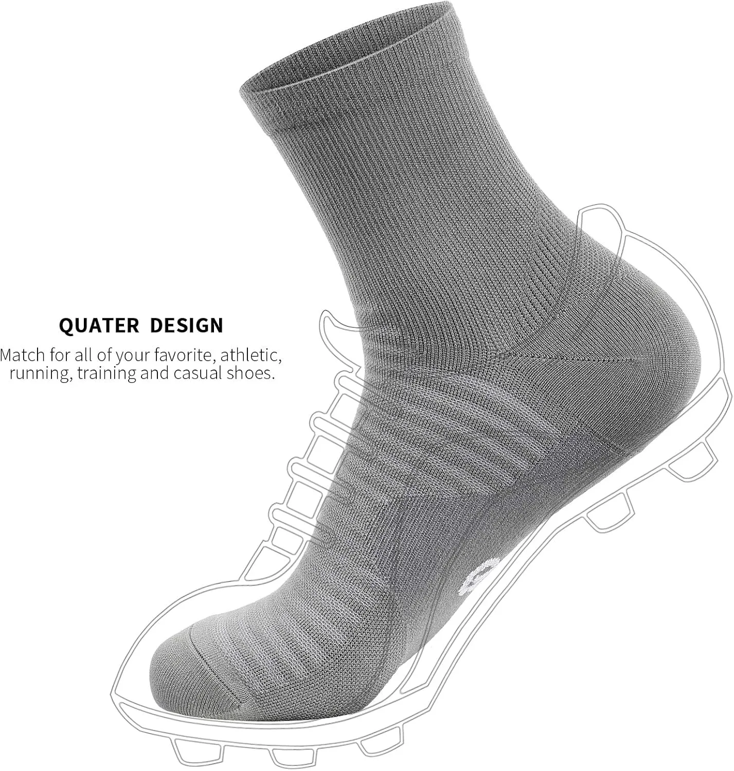 Compression Running Ankle Socks for Men and Women (6 Pairs), Quarter Athletic Socks for Running, Cycling, Golf, Work