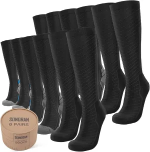 Compression Socks for Men & Women (2/4/6 Pairs) 20-30 mmHg Graduated Compression Knee High for Running, Athletic