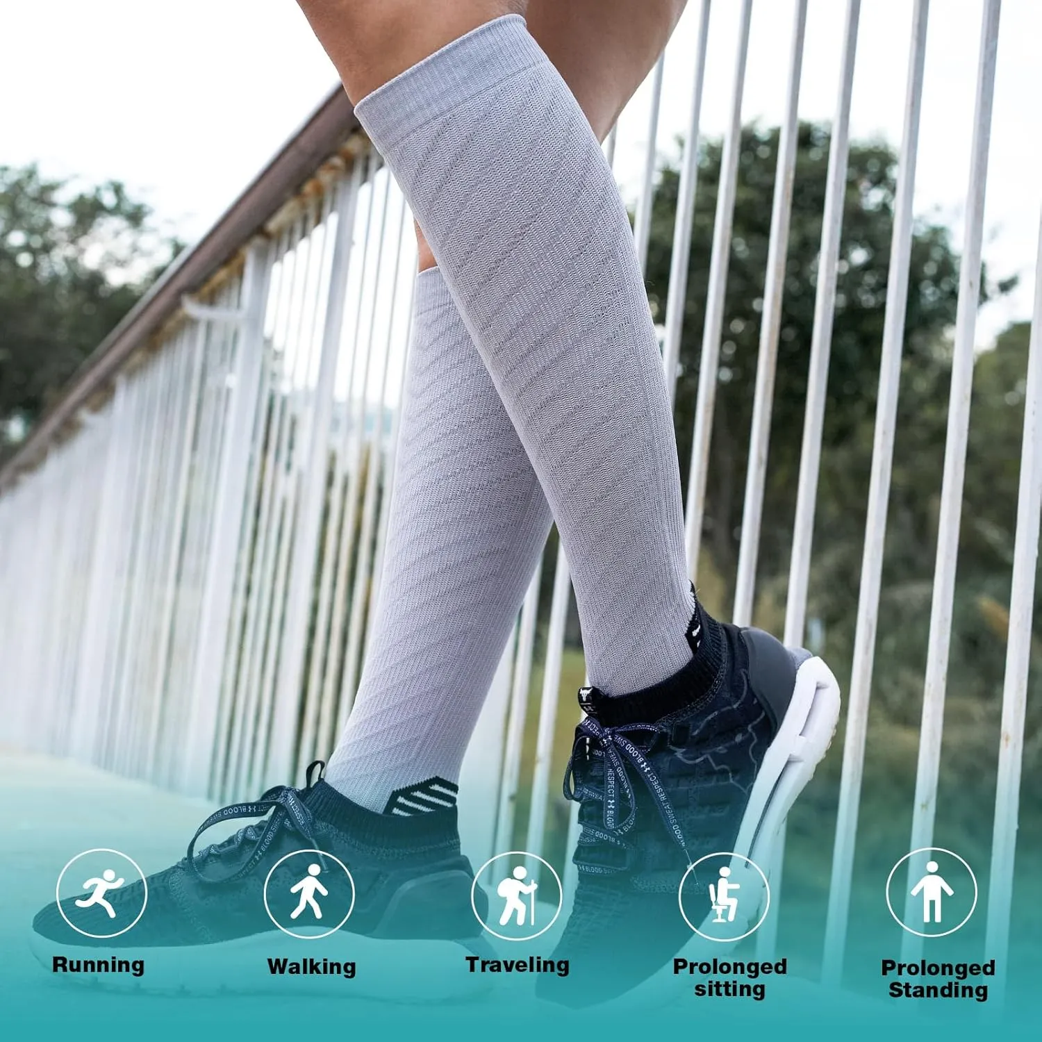 Compression Socks for Men & Women (2/4/6 Pairs) 20-30 mmHg Graduated Compression Knee High for Running, Athletic
