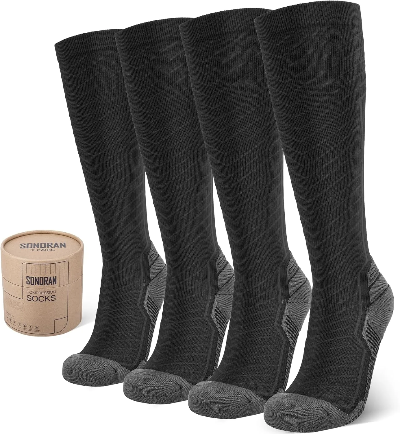Compression Socks for Men & Women (2/4/6 Pairs) 20-30 mmHg Graduated Compression Knee High for Running, Athletic