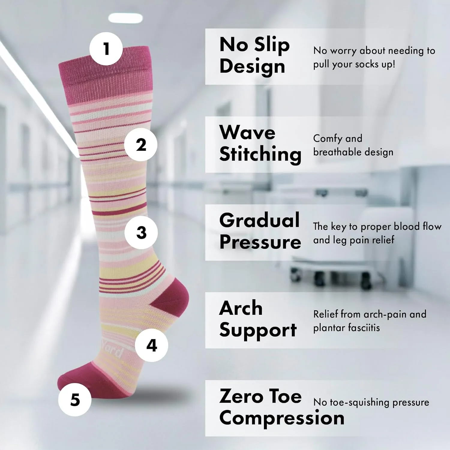 Compression Socks for Nurses - Women & Men - 20-30mmHg Graduated Compression, For Medical Staff, Athletes - 1 Pair