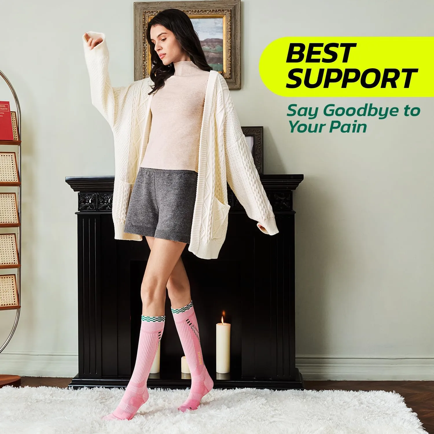 Compression Socks for Women & Men (1 Pair) 15-20mmHg Gradient Compression for Circulation & Muscle Support, Breathable Quick-Dry Fabric, Ideal for Running, Travel, Work & Recovery