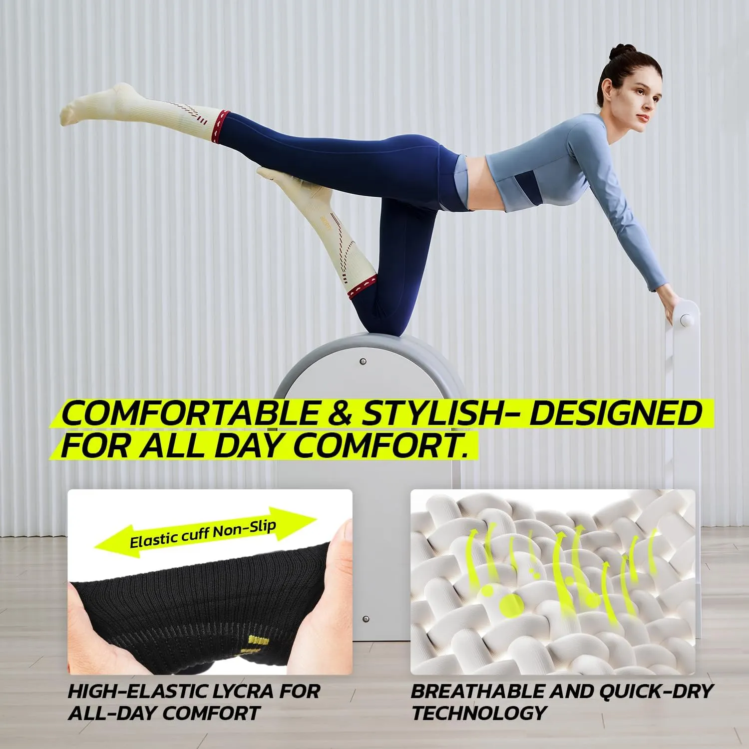 Compression Socks for Women & Men (1 Pair) 15-20mmHg Gradient Compression for Circulation & Muscle Support, Breathable Quick-Dry Fabric, Ideal for Running, Travel, Work & Recovery