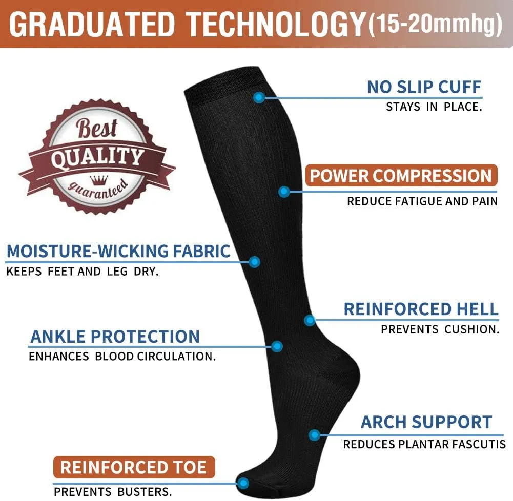 Compression Socks for Women and Men Circulation-Best Support for Running, Athletic, Nursing, Travel