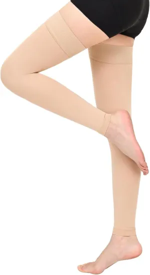 Compression Stockings for Women & Men, 15-20 mmHg Thigh High Compression Socks Graduated Compression for Edema Varicose Veins, Running, Hiking, Cycling, Travel, (Footless)