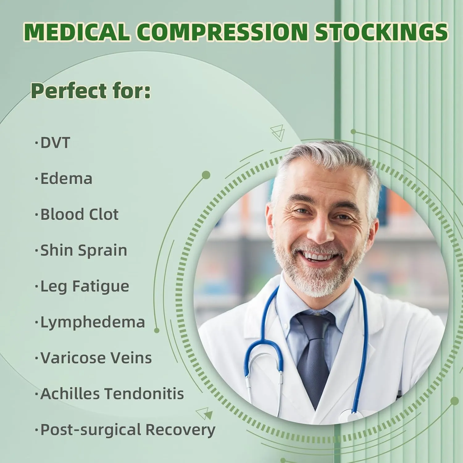 Compression Stockings for Women & Men, 15-20 mmHg Thigh High Compression Socks Graduated Compression for Edema Varicose Veins, Running, Hiking, Cycling, Travel, (Footless)