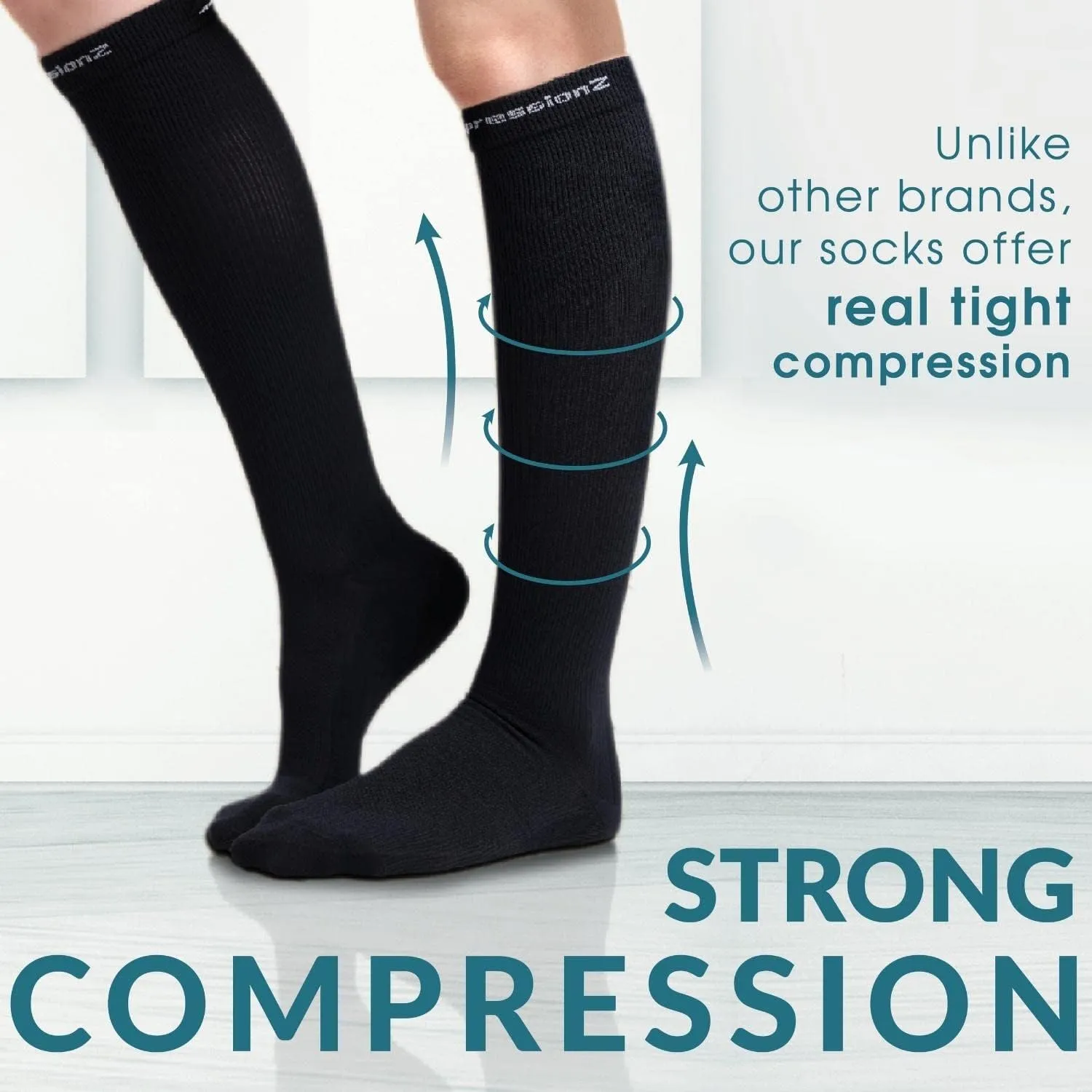 CompressionZ 20-30 mmHg Knee High Compression Socks Men & Women | Support Stockings for Travel, Nurses and Athletes