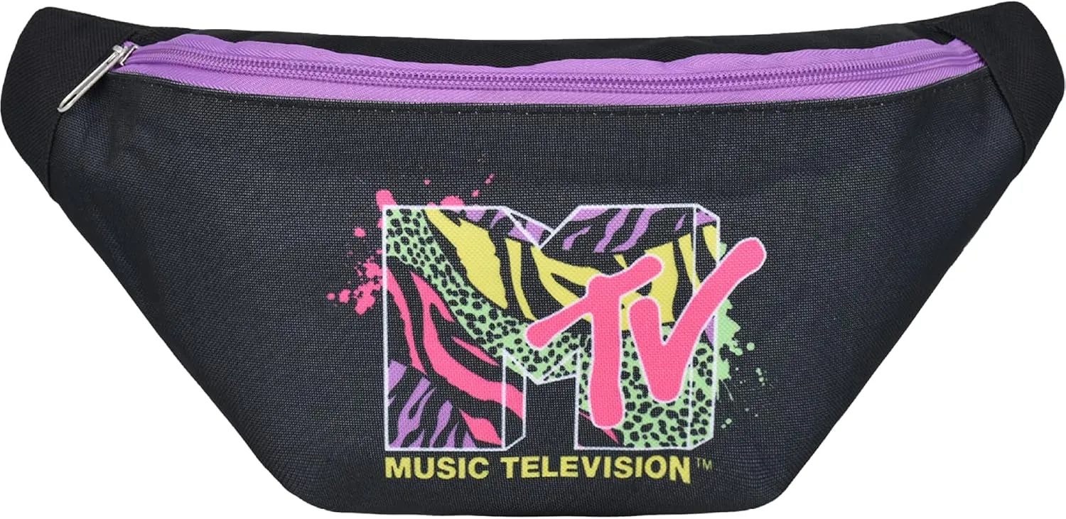 Concept One MTV Logo Fanny Pack, Waist Crossbody Men and Women, Belt Bag