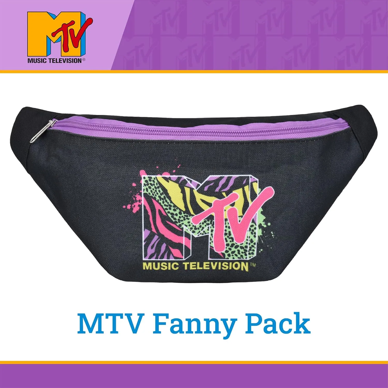 Concept One MTV Logo Fanny Pack, Waist Crossbody Men and Women, Belt Bag