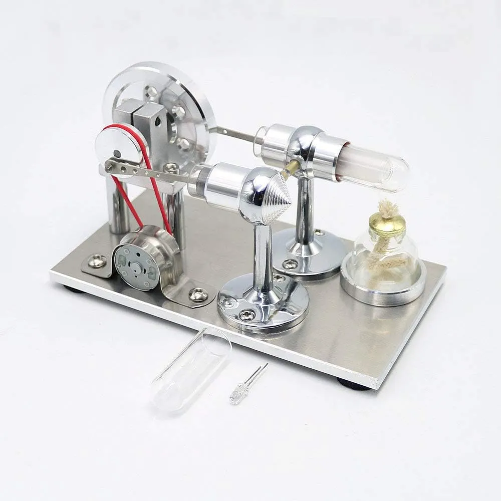 Cool Creative Stirling Engine Electricity Generator LED Educational Model for Physics Teaching Demonstration, Gift for Families or Friends, Adults, Unisex, 16.5cm x 9cm x 9cm