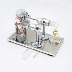 Cool Creative Stirling Engine Electricity Generator LED Educational Model for Physics Teaching Demonstration, Gift for Families or Friends, Adults, Unisex, 16.5cm x 9cm x 9cm